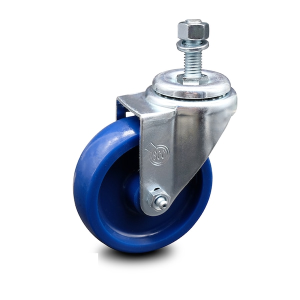 4 Inch Solid Polyurethane Wheel Swivel 1/2 Inch Threaded Stem Caster SCC